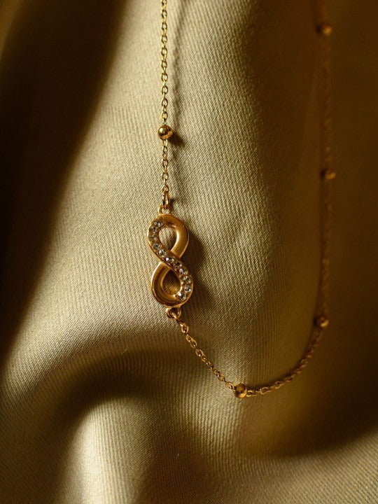 Saiyra Studded Infinity Gold-Plated Necklace