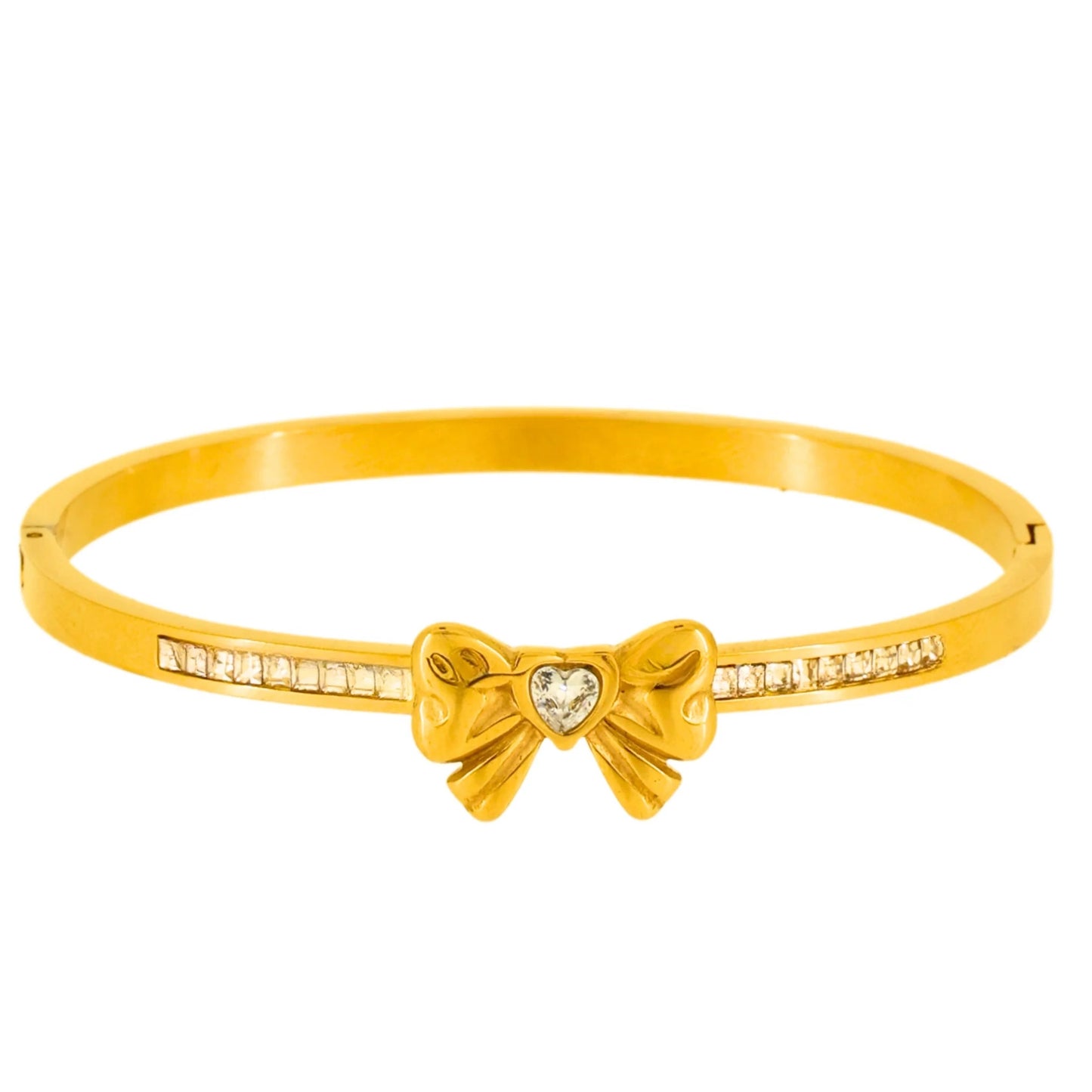 Saiyra 18K Gold-Plated Bow Bracelet – Elegant Fixed Fit