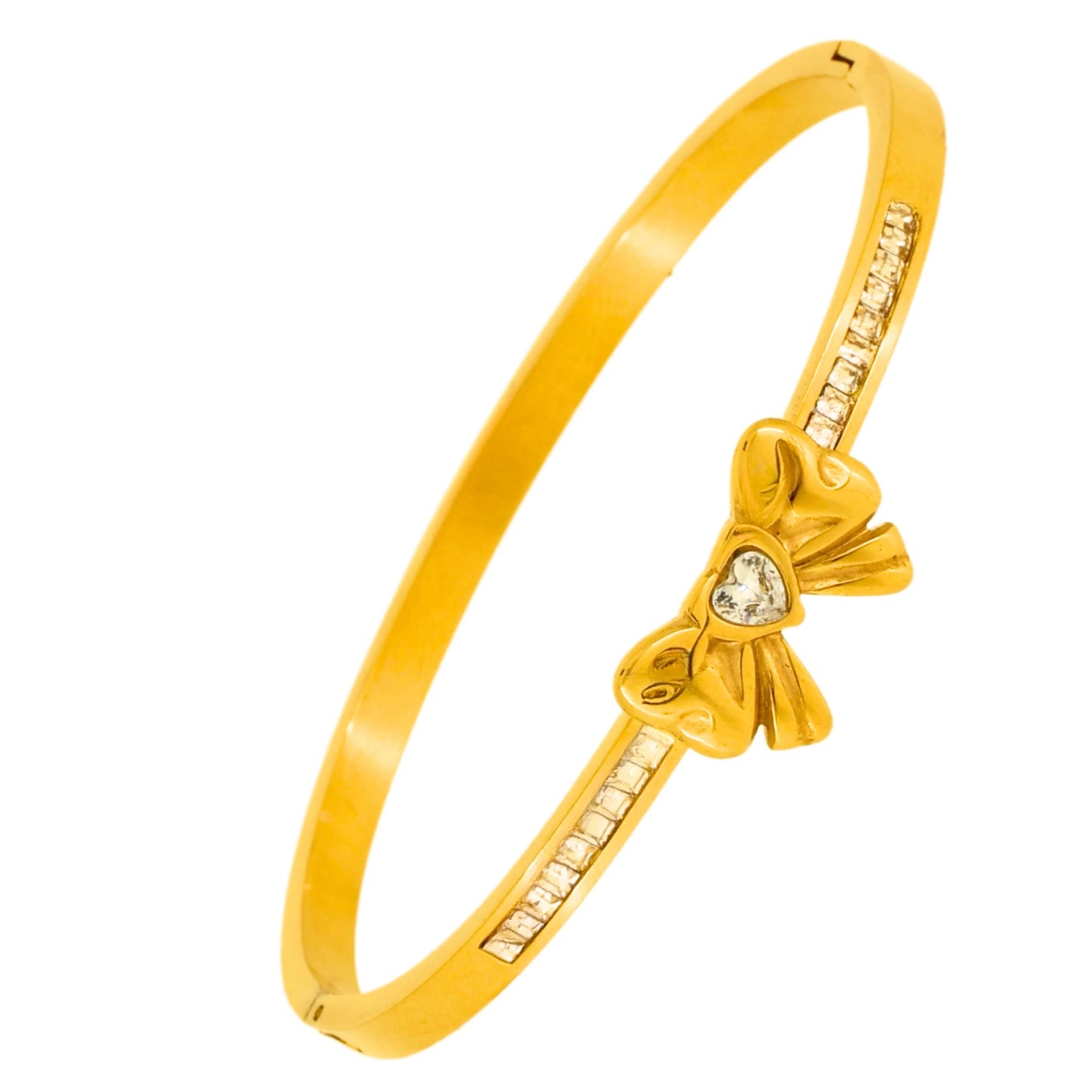 Saiyra 18K Gold-Plated Bow Bracelet – Elegant Fixed Fit