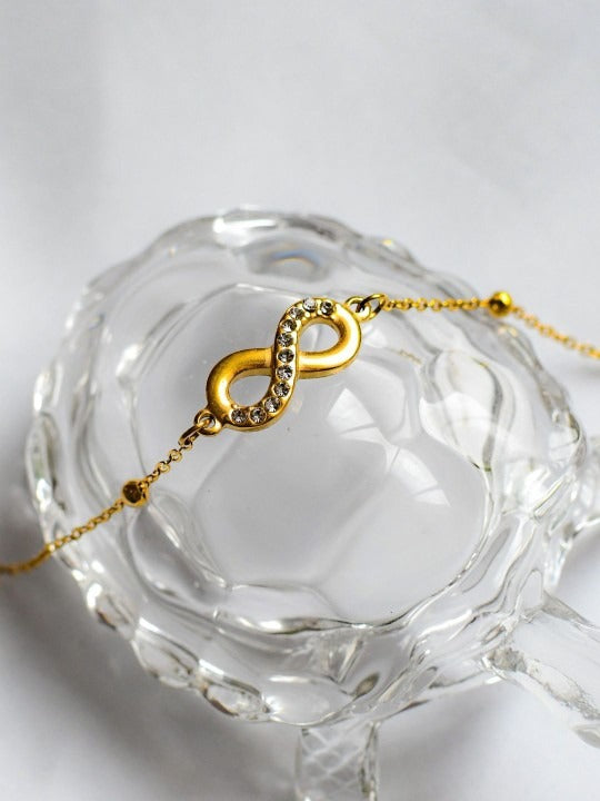 Saiyra Studded Infinity Gold-Plated Necklace